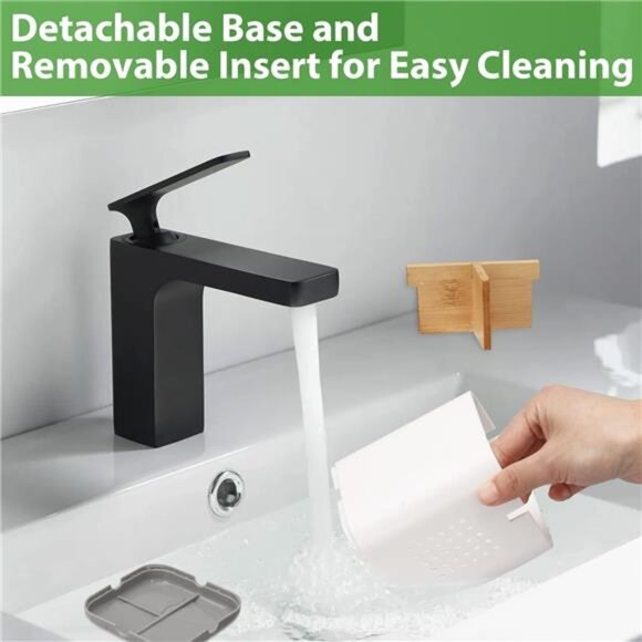 Toothbrush and Toothpaste Holder Bamboo Divide Bathroom Countertop Organizer - Picture 3 of 7